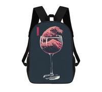 sinyumoney The Great Wave of Wine Mochila Infantil Para Niñas, Mochila Escolar 3D, Mochila Para Niños Pequeños, Mochila Informal De Día, Mochila Escolar De Moda 17inch