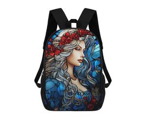 sinyumoney The Lady in Blue Mochila Escolar Ligera Para Aeropuerto, Estudiantes Universitarios, Mochila Para Adolescentes, Chicas, Chicos, Mujeres Y Hombres 17inch