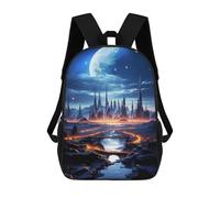 sinyumoney The Moon Future City Night Mochila Escolar Resistente Al Agua - Perfecta Para Viajes, Trabajo Y Uso Diario 17inch
