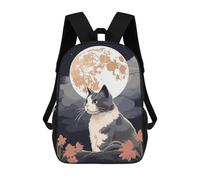sinyumoney The Moon Night Cat JapanTh Mochila Infantil Con Impresión 3D, Mochila Escolar Para Niños, Mochila Informal Divertida Para Niños Y Adolescentes 17inch