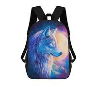 sinyumoney The Moon Wolf Mochila Infantil, Mochila Escolar Impresa En 3D, Mochila Para Niños Y Niñas, Mochila Escolar Ajustable Para La Escuela Primaria 17inch