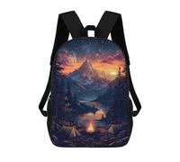 sinyumoney The Mountain Campfire Mochila Infantil De 17 Pulgadas, Mochila Escolar Con Estampado 3D De Dibujos Animados Para Niños Y Adolescentes.