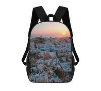 Sinyumoney The Pitons Soufriere Art Mochila Escolar Impermeable Para Ordenador Portátil, Ideal Para Campus, Viajes Y Deportes Al Aire Libre, Sunrise Over Oia Santorini, 17"