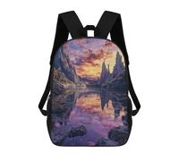 Sinyumoney The Polaris Sword Mochila Escolar para Adolescentes, Impreso En 3D, Ajustable, Con Bolsillos De Moda Para Niños, Niños, Niñas Estudiantes Y Adolescentes, Fantasy Mountain Lake, 17"