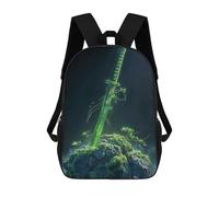 Sinyumoney The Polaris Sword Mochila Escolar para Adolescentes, Impreso En 3D, Ajustable, Con Bolsillos De Moda Para Niños, Niños, Niñas Estudiantes Y Adolescentes, La Espada Verdant, 17"