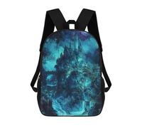 Sinyumoney The Polaris Sword Mochila Escolar para Adolescentes, Impreso En 3D, Ajustable, Con Bolsillos De Moda Para Niños, Niños, Niñas Estudiantes Y Adolescentes, Castillo en luz de la luna, 17"