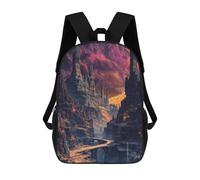Sinyumoney The Polaris Sword Mochila Escolar para Adolescentes, Impreso En 3D, Ajustable, Con Bolsillos De Moda Para Niños, Niños, Niñas Estudiantes Y Adolescentes, Fantasy Mountain Ruin, 17"