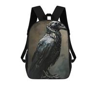 sinyumoney The Raven Abstract Metal Mochila Escolar Infantil Impresa En 3D 17inch Mochilas Escolares Para Niños, Estilo Casual Y Moderno, Mochilas De Viaje De Alta Capacidad