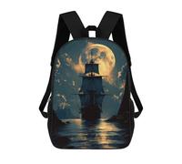 sinyumoney The Sakura Tree Of Life - Mochila escolar grande para niños, perfecta para viajes, trabajo y uso diario, Pirate Ship Full Moon, 17"