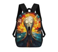 sinyumoney The Scream Stained Glass Mosaic Artwork Mochila Escolar Infantil De Moda Informal Mochilas Infantiles Impresas En 3D Mochila Grande Para Niño 17inch