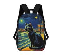 sinyumoney The Starry Night Black Cat Mochilas Para Niños Mochila Escolar Mochila Escolar Impresa En 3D Mochilas Escolares De Moda Para Niños De Primaria Y Secundaria 17inch