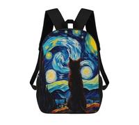 sinyumoney The Starry Night Cat Mochila Escolar Impresa En 3D Para Niños, Mochila Escolar, Mochilas De Viaje, Bolso Informal De Moda Para Niños Y Estudiantes 17inch