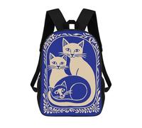 sinyumoney Three Cats in Floral Frame Mochilas De 17 Pulgadas Para Niños, Mochilas Escolares Impresas En 3D Para Estudiantes De Primaria Y Secundaria, Para Niños Y Niñas.