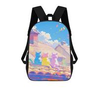 sinyumoney Three Cats on A Roof Mochila Infantil, Mochila Escolar Para Niños, Mochila Escolar Infantil Con Estampado 3D De Dibujos Animados, Mochila De Gran Capacidad Para Niños Y Niñas 17inch