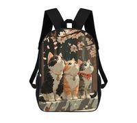sinyumoney Three Cats Under Cherry Blossoms Mochilas Para Niños Mochilas Escolares Mochila Escolar Para Niños Impresa En 3D Mochilas De Viaje De Moda Para Niños De Primaria Y Secundaria 17inch