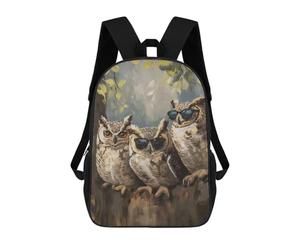 sinyumoney Three Cool Sunglasses Owls Mochila Escolar Grande Resistente Al Agua Para Portátil Para La Escuela/trabajo/viajes 17inch