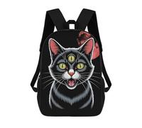 sinyumoney Three-Eyed Cat with Red Moon Mochila Escolar, Mochila De Negocios Para Portátil, Mochila Unisex Informal Para Niños/niñas/adolescentes 17inch
