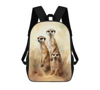 sinyumoney Three Meerkat Watercolor Mochilas De 17 Pulgadas Para Niños, Mochilas Escolares Impresas En 3D Para Estudiantes De Primaria Y Secundaria, Para Niños Y Niñas.