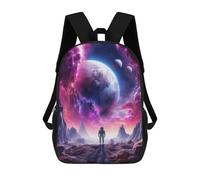 sinyumoney Three Moon Alien Landscape Mochila Infantil De Moda Divertida Mochila Escolar Para Niños Y Adolescentes Con Impresión 3D Para Niños 17inch