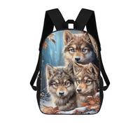 sinyumoney Three Wolves in Winter Forest Mochila Escolar Infantil Impresa En 3D 17inch Mochilas De Moda Para Niños De Primaria Y Secundaria