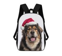 sinyumoney Tibetan Mastiff Dog with Santa Hat Portrait Mochila Infantil De Moda Divertida Mochila Escolar Para Niños Y Adolescentes Con Impresión 3D Para Niños 17inch