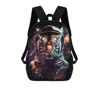 sinyumoney Tiger Astronaut Space Art Print Mochila Escolar, Mochila Para Portátil, Mochila Para Niños/niñas/adolescentes 17inch