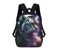 sinyumoney Tiger Astronaut Space Suit-5 Mochila Escolar Infantil De 17 Pulgadas, Impresa En 3D, Estilo Casual, Para Niños, Ideal Para Viajes, Como Mochila Escolar O Para Llevar Libros.