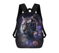 sinyumoney Tiger Fantasy Flowers Art Print-2 Mochila Escolar Resistente Al Agua, Mochila Escolar De Negocios Para Hombres/mujeres 17inch
