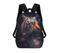 sinyumoney Tiger Fantasy Flowers Mochila Escolar Para Institutos De Secundaria Mochila Informal - Perfecta Para Viajes, Trabajo Y Uso Diario 17inch