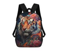 sinyumoney Tiger Flowers Butterfly Artwork Mochila Escolar Infantil De 17 Pulgadas, Mochila Escolar Impresa En 3D Para Niños De Primaria Y Secundaria