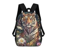 sinyumoney Tiger Flowers Mochila Escolar Infantil De Moda Informal Mochilas Infantiles Impresas En 3D Mochila Grande Para Niño 17inch
