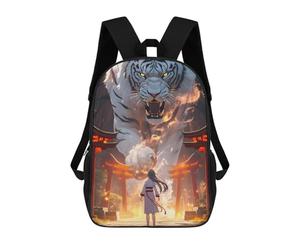 sinyumoney Tiger Guardian of The Shrine Mochila Infantil, Mochila Escolar Impresa En 3D, Mochila Para Niños Y Niñas, Mochila Escolar Ajustable Para La Escuela Primaria 17inch