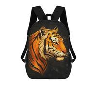 sinyumoney Tiger Head Profile on Dark Background Mochila Escolar Infantil Con Impresión 3D, Mochila Escolar Informal Para Niños De Primaria Y Secundaria 17inch