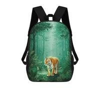 sinyumoney Tiger in Emerald Forest Mochila Infantil Para Niñas Y Niños, Mochila De Día, Escuela Primaria, Perfecta Para La Vuelta Al Cole O Educación Física, Regalos Y Viajes 17inch
