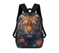 sinyumoney Tiger in Flowers-1 Mochila Escolar Infantil De 17 Pulgadas, Impresa En 3D, Estilo Casual, Para Niños, Ideal Para Viajes, Como Mochila Escolar O Para Llevar Libros.