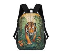 sinyumoney Tiger in Jungle Stained Glass Mochilas Infantiles Impresas En 3D Para Niños, Mochilas Escolares De Moda, Mochilas De Viaje, Mochilas Escolares Para Niños De Primaria 17inch