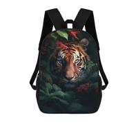 sinyumoney Tiger Jungle Flowers Mochila Escolar, Mochila Infantil Para Niños Y Adolescentes, Regalos, Mochilas De Día Con Impresión 3D, Mochila Escolar, Mochila Para Libros 17inch
