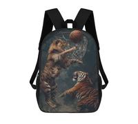 sinyumoney Tiger Lion Basketball Game Mochilas Infantiles Impresas En 3D De 17 Pulgadas. Mochila Escolar Informal Impresa En 3D Para Niños De Primaria Y Secundaria.