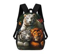 sinyumoney Tiger Lion Butterfly Jungle Mochila Escolar Infantil De 17 Pulgadas, Impresa En 3D, Estilo Casual, Para Niños, Ideal Para Viajes, Como Mochila Escolar O Para Llevar Libros.