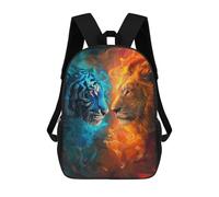 sinyumoney Tiger Lion Fire Water Art Print Mochila Escolar Infantil De 17 Pulgadas, Mochila Escolar Impresa En 3D Para Niños De Primaria Y Secundaria