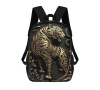 sinyumoney Tiger Lord Golden Art Deco Mochila Escolar Impresa En 3D 17inch Mochilas De Moda Para Niños, Mochilas Escolares Para Niños De Primaria Y Secundaria