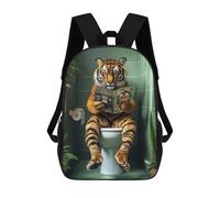 sinyumoney Tiger on The Toilet Mochila Escolar Mochila de Viaje Mochila Universitaria Mochilas para Acampar, Aventuras al Aire Libre y Uso Diario, Tiger On The Toilet, 17"