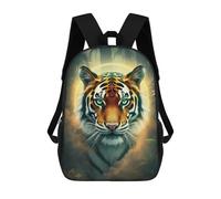 sinyumoney Tiger Portrait Golden Halo Mochilas Impresas En 3D 17inch Mochila Escolar Infantil Para Exteriores, Mochila Informal De Día, Bolsas De Viaje Informales Para Estudiantes De Secundaria