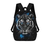 sinyumoney Tiger Portrait with Blue Accents Mochila Escolar Infantil Impresa En 3D Para Niños, Mochila De Viaje De Alta Capacidad, Bolsas Para Libros, Mochila Escolar Infantil 17inch