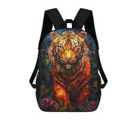 sinyumoney Tiger Stained Glass Art Mochilas Para Niños Mochila Escolar Mochila Escolar Impresa En 3D Para Niños Estudiantes De Primaria Y Secundaria 17inch