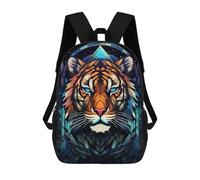 sinyumoney Tiger Stained Glass Mochila Escolar Impresa En 3D Para Niños Y Niñas, Mochila Escolar, Mochila De Viaje Para Niños 17inch