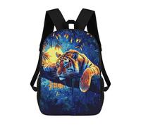 sinyumoney Tiger Sunset Jungle Art Mochila Escolar Infantil De 17 Pulgadas Con Estampado 3D De Películas De Anime Para Niños, Mochila De Viaje, Mochila Escolar Infantil