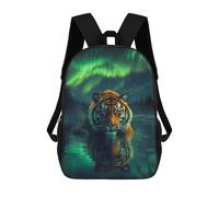 sinyumoney Tiger Under Aurora Borealis Mochila Escolar Ligera Para El Colegio, Mochila Escolar De Día, Mochila Para Libros Para Hombres, Mujeres Y Adolescentes 17inch