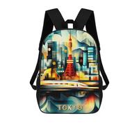 sinyumoney Tokyo Cubist Lights - Modern Geometric Cityscape Mochila Escolar Para Niños, Mochila Escolar Impresa En 3D Para Estudiantes De Primaria Y Secundaria 17inch