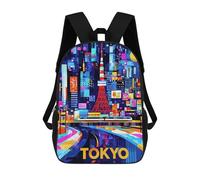 sinyumoney Tokyo Neon Glow - Colorful Geometric Cityscape Mochila Escolar Impresa En 3D Para Niños, Mochila Escolar Informal De Moda Para Viajes Para Niños Y Estudiantes 17inch